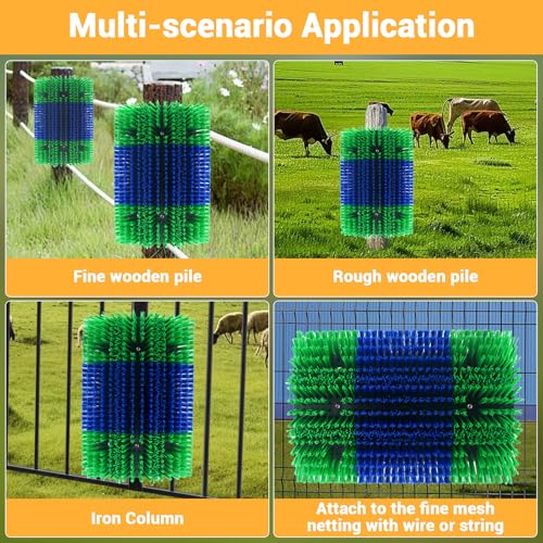 2PCS Livestock Scratching Brush,Extra Large Size Livestock Scratching Brush, Massage Grooming Kit for Cattle, Sheep, Pig, Animal Back Scratching & Itch Relief, Blue-Green - color: Blue-Green