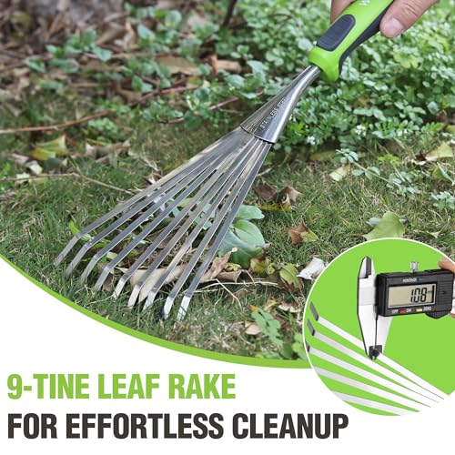 WORKPRO 16" Hand Rake, Garden Rake with Soft Handle | Heavy Duty Stainless Steel Small Garden Hand Tool for Gardening, Cultivating, Loosening Soil & Spreading Mulch, Flower Beds