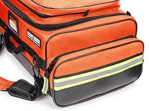 Scherber Fully-Stocked Premium First Responder Bag | HSA/FSA Approved | Large Pro EMT/EMS Trauma, Bleeding & Oxygen Medical Kit | CAT Tourniquet, HyFin Chest Seal & 260+ First Aid Supplies (Orange) - color: Orange