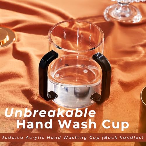 Judaica Acrylic Hand Washing Cup for Netilat Yadayim with Dual Handles - 5" Clear Unbreakable Plastic Negel Vasser Wash Cup Everyday & Passover Seder, Shabbat, Shul, Synagogue, Home (Clear & Black) - color: Black