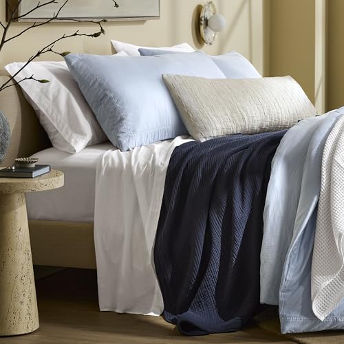 BOLL & BRANCH Dream Bed Blanket, Full/Queen, Coastal Navy | Luxury 100% Organic Cotton - Soft, Lightweight and Breathable - Cloud-Like Touch - color: Coastal Navy, size: Full/Queen