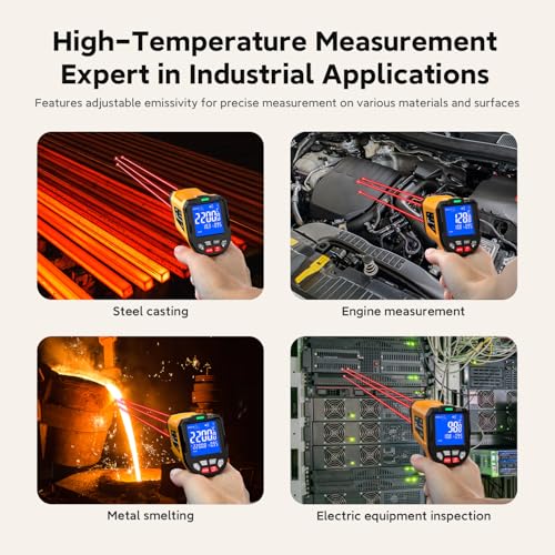 Infrared Thermometer Temperature Gun 3992°F 50:1, | Triple-Laser IR Temp Gun for Industrial Furnace Kiln Foundry Steel Welding HVAC Engine Diagnostic Tool - color: -58°F to 3992°F