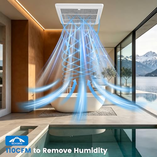 Tech Drive Bathroom Exhaust fan,110 CFM,1.5Sone,4-Inch Duct, | Very Quiet,No Attic access Needed Installation,HVI and Energy Star Certified,Easy to Install, White Grille - size: 110CFM 1.5Sone