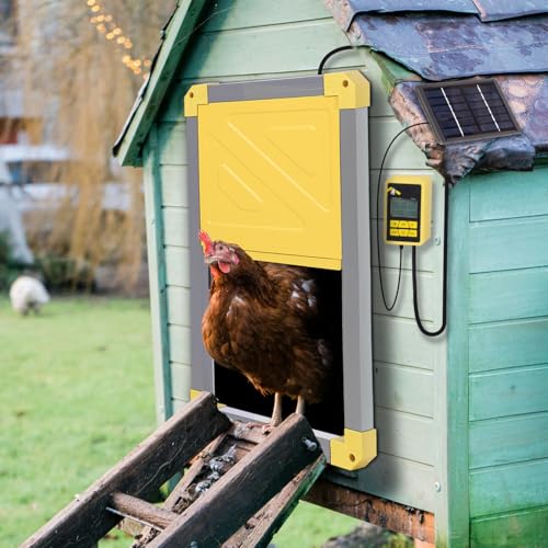 Aivituvin Solar-Powered Automatic Chicken Coop Door with Heating, Weatherproof Auto Opener for Chicken Houses/Duck Runs, Dual Power Modes, Safety Sensor, Easy Installation (Grey) - size: 22.4"L x 3.5"W x 14.6"H