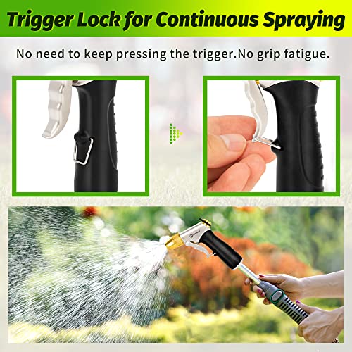 AUTOMAN Metal Hose Nozzle, High Pressure Garden Hose Sprayer, 100% Metal Water Hose Nozzle, Adjustable Watering Nozzle, Heavy Duty Garden Nozzle for Watering Plants & Lawns, Washing Cars & Pets - style: 4 Patterns W/ TPR