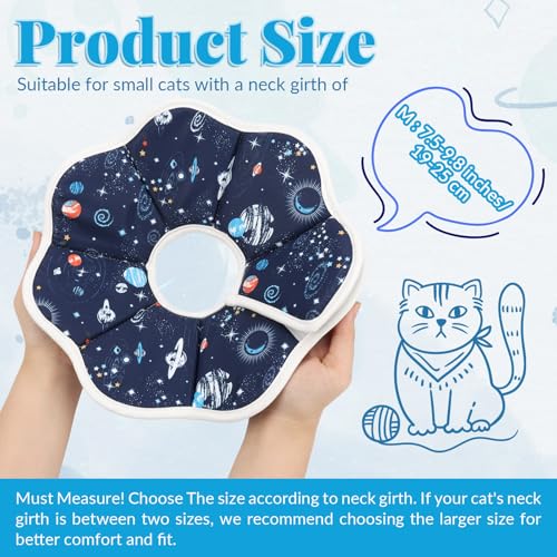 Cat Cone Collar Adjustable, Protective Recovery Collar Soft, Cat Cone for Prevent Licking Wound After Surgery, Pet Neck Cone for Kitten Cats（M） - size: M
