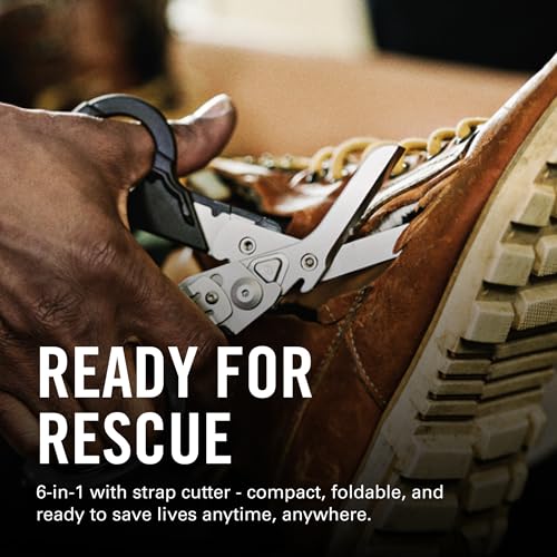 LEATHERMAN, Raptor Rescue, 6-in-1 Heavy-Duty Emergency/Trauma Shears with Carbide Glass Breaker & Strap Cutter, Made in the USA, Utility Sheath Included, Blue/Yellow, With Utility Holster - color: Blue/Yellow