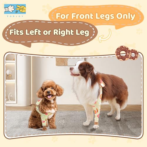 Dog Front Leg Recovery Sleeve – Single Sleeve to Prevent Licking, Scratching & Biting Cone Collar Alternative for Surgery, Wound Care, ACL CCL, Joint Protection - color: Sunny Donut, size: XX-Small