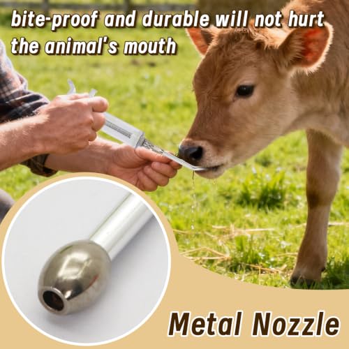 2 Pcs Goat Syringe Reusable Adjustable Goat Drench Syringe with 2 Drench Nozzle and Needles, Feeding Supplies for Cattle, Sheep, Goats, Horse, Pig, Dog (White, 20ML) - color: White, size: 20ML
