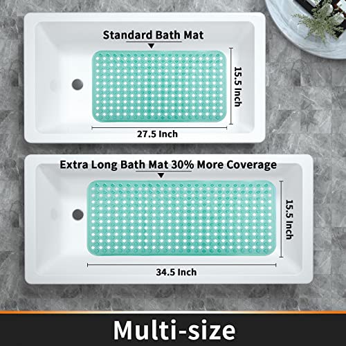 Yimobra Bathtub Mat Non Slip, Shower Mat with Strong Suction Cups & Drain Holes, 27.5"X15.5", Anti Slip Bath Tub Mat for Inside Shower, Machine Washable Fast Drying, Bathroom Essentials,Clear Green - color: Clear Green, size: 27.5 X 15.5 Inch