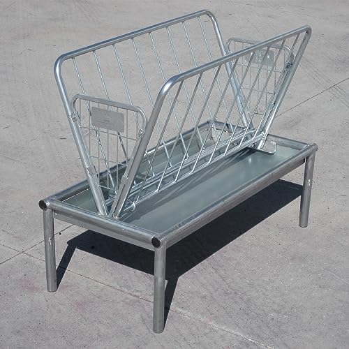 Rugged Ranch Products 4 Foot Long Outdoor Heavy Duty Mini Galvanized Steel Pasture Hay Feeder for Goats, Sheep, and Miniature Horses, Silver
