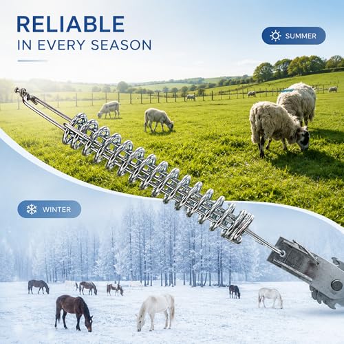 6 Pcs Tension Spring, High Tensile Electric Fence Spring Maintaining Tension, Heavy-Duty Electro-Galvanized for Agricultural Fencing, Silver