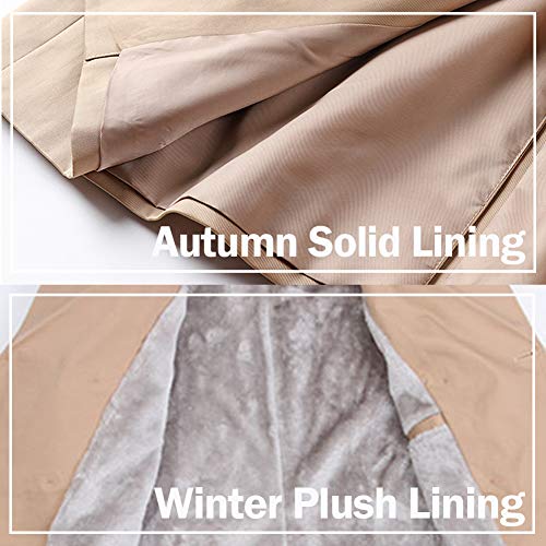 Pantete Men's Double Breasted Trench Coat Oversized Casual Windbreaker Lapel Long Jacket Overcoat - color: Khaki, size: Medium