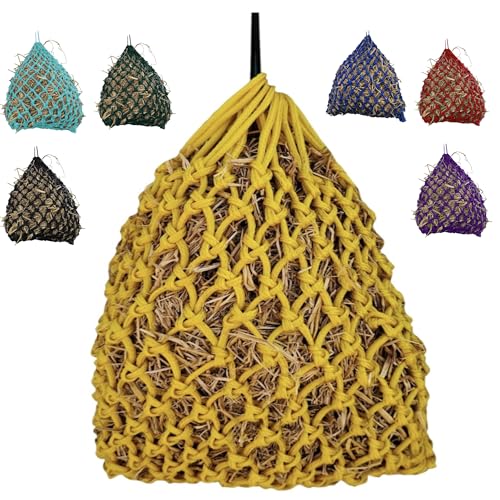 Majestic Ally 2”x2” Holes Highly Durable Very Sturdy 36" Hay Net with for Horses, Goat etc. - color: Yellow