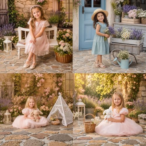 Kate Flagstone Photography Floor Mat, Rubber Studio Backdrop 8x5ft | Realistic Beige Cobblestone Walkway For Rustic Newborn, Kids, Pet, Portrait, Product And Outdoor-Themed Photo Shoots - color: Stone, size: 8x5ft