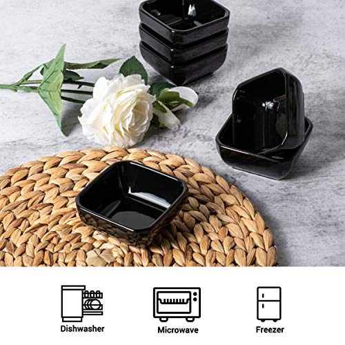 DELLING 3 Oz Porcelain Dip Bowls Set of 6, Black Ceramic Dipping Sauce Bowls - Small Bowls for Charcuterie Board Accessories, Soy Sauce Dish, Condiment Cups for BBQ Party, Dishwasher Safe - color: Black, size: 3oz