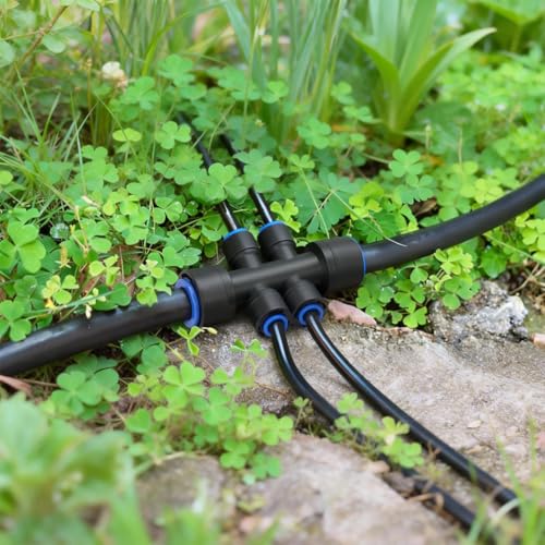 50FT 1/2"(OD) Drip Irrigation Tubing with 4 Fittings | 4 Packs 4-Way Quick Coupler, Push-to-Connect Fittings, For Raised Beds, Garden, Greenhouse, Lawn, Garden Watering System - size: 50FT 1/2”(OD) Tube