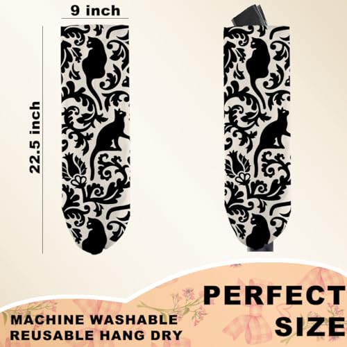2Pcs Black White Floral Cat Plastic Bag Holder, Wall Mount Grocery Bag | Plastic Bags Storage, Mysterious Cats Reusable Grocery Bags Storage Dispenser for Home Kitchen Decor, Cat Lover Gifts - color: Interesting black cat 02
