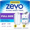 Zevo Flying Insect Trap for Fruit Flies & Gnats, 2 Plug-in Bases, 2 Refills | Catches Fruit Flies & Gnats Near Fruit Bowls & Trash Bins, Spray-Free, Odor-Free, Blue & UV Light Trap, Safe for Kids & Pets* - style: 2 Devices & 2 Cartridges