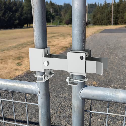 Chain Link Fence Double Gate Latch for 1-3/8" Gate Frame Residential Strong Arm Chain Link Fence Gate Latch Double Gate Latches for Metal Gates Swing Gates - color: Silver for 1-3/8" Gate Frame