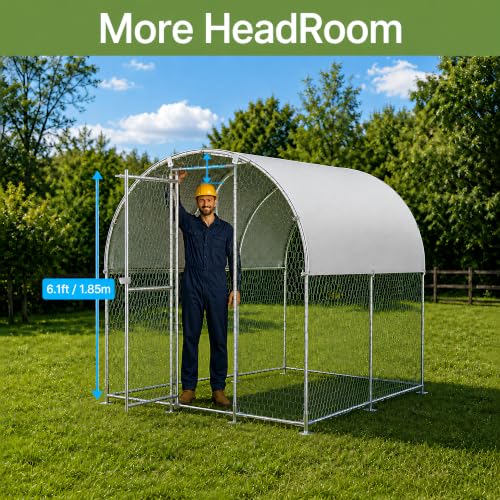 Large Metal Chicken Coop Run for Yard with Cover 9.8x6.6x6.9ft Poultry Cage | Walk-in Coop with Waterproof UV Cover, Upgraded Anti-twist Door for Backyard Hens, Ducks, Geese and Farm Yard Use - size: 118.0"L x 78.7"W x 82.7"H
