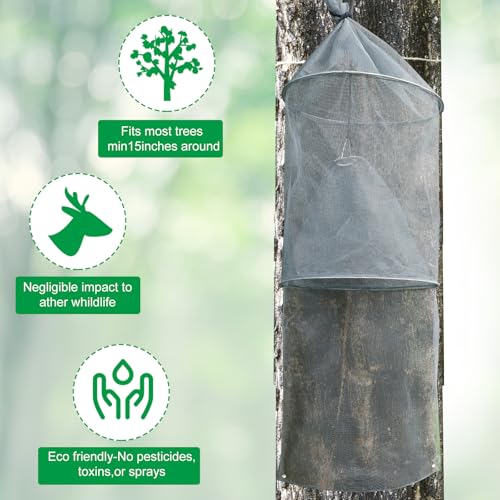 Qualirey 4 Pack Spotted Lanternfly Trap Lanternfly Killer for Tree,Grey | Circle Traps for Lantern Flies Mesh Lanternfly Catcher with Jute Rope and Nails Outdoor Insect Bug Trap to Protect Trees - color: Gray