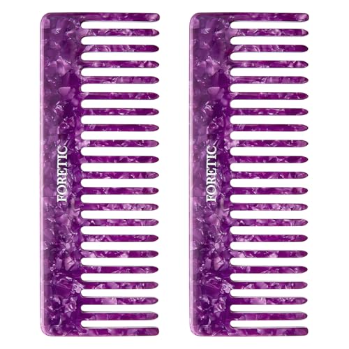 2Pcs Large Bright Violet Wide Tooth Comb for Women, Men, and Kids - Handmade, for Curly Hair. Long and Short Hair Detangler Comb for Wet and Dry Use. Professional Hair Cutting Comb - 6.29 Inches - size: 2PCS