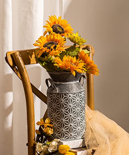 Vintage Galvanized Metal Milk Can, Farmhouse Decorative Flower Vase, Rustic French Country Milk Jug for Home Decor,10.6''H… - color: Milk Can