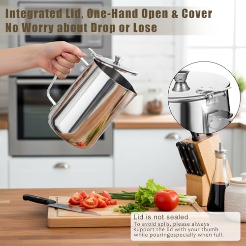 67 oz 304 Stainless Steel Pitcher with Lid, 2 L Large Mouth Graduated Beakers, Large Metal Measuring Cup with Handle, Milk Frothing Jug for Latte Art, Espresso Machines, Iced Tea - size: 67 Ounces