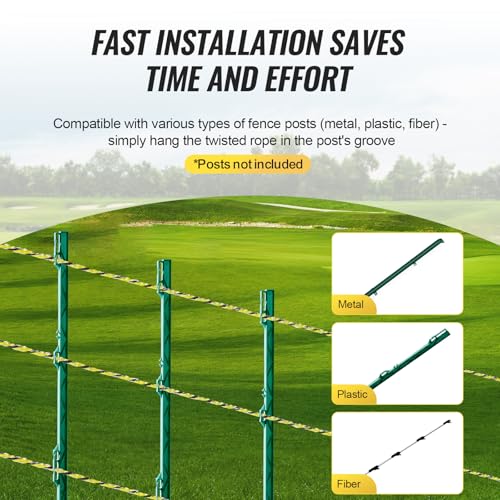VEVOR Electric Fence Wire, 3366Ft 1026M Portable Polywire, 1/8" Diameter 6 Stainless Steel Strands for Reliable Conductivity and UV, Rust Resistance, Fencing Rope Line for Horse, Cattle, Livestock - size: 3366Ft 1026M, style: 1/8" Strands