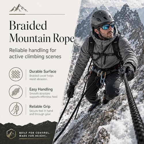 Braided Polyester Arborist Rope (3/8 inch X 50 feet) High Strength Bull Rope for Tree Work Truck Securing Camping Swing, Black - size: 3/8 inch X 50 feet