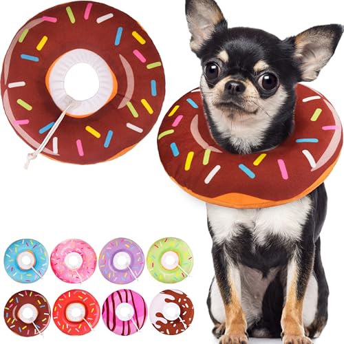 Cat Cone Collar Soft, Cute Cat Donut Collar After Surgery, Adjustable Kitten Recovery Cones to Stop Licking, Lightweight Neck Elizabethan Collars for Cats Kittens (Brown, Large) - color: Brown, size: Large