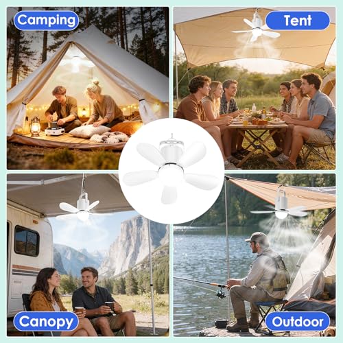 21” Ceiling Fan Light, Battery Operated Gazebo Fan Light with Remote, Portable Rechargeable Ceiling Camping Fan Light for Outside, for Tent Canopy Porch Patio Greenhouse Camping RVs Pergola - size: 21" Ceiling Fan