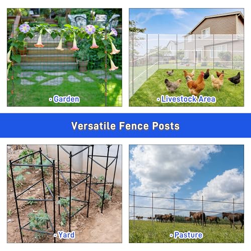 76Inch Electric Fence Posts 40Pack, Fiberglass Fence Post with 200 Adjustable Clips for Garden, Step-in Temporary Fence Stakes for Patio Yard Farm, Glass Fiber Fencing for Livestock Horse Cattle - size: 76 Inch