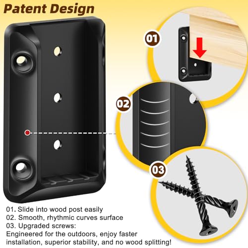 30 Pcs Toscoco Deck Railing Brackets for 2×4 (Actual 1.5" × 3.5") Wood Rail | Heavy Duty Nylon 66 Railing Connectors for Wood Post to Handrail Connection with 215 Pcs Deck Screws for Deck Stair Fence