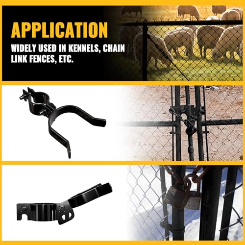 VIVIDA Chain Link Fence Gate Latch 1-3/8" x 2-3/8", Black Fork Latch, 1 PCS | Black Chain Link Fence Parts, With Padlock Hole, Bolts & Nuts Included - size: 1-3/8" x 2-3/8" (1 PCS)