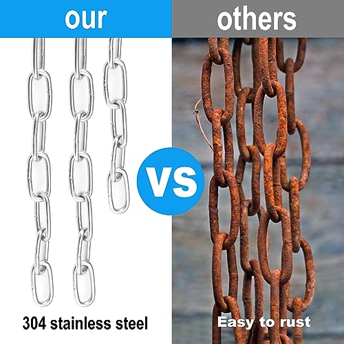 33 Ft Stainless Steel Chain, 4 mm Heavy Duty Chain, Hanging Chain for Hanging Clothing?Decorations?Chair, securing Gates and Fences, anchoring Camping Equipment and More.by Genhakon - size: 33 Ft 5/32 inch