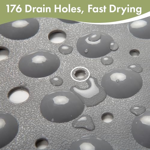 AmazerBath Shower Mat Non Slip 40 x 16 Inches, Shower Stall Mats with Suction Cups and Drain Holes, Non Slip Bath Mat for Tub for Elderly & Kids, Grey - color: Gray, size: 40" x 16" (Rectangular)
