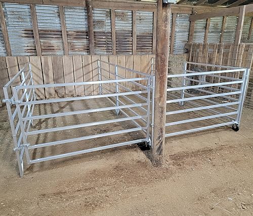 Aluminum 5 FT X 10 FT 6 Rail 40" Wall-Mounted ADD-ON Sheep & Goat STALL KIT Pen