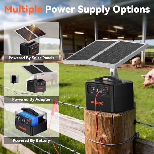 Solar Electric Fence Charger for Livestock: 30 Miles Solar Fence Charger, 12KV 1.5J Output Electric Fence Energizer with 12000mAh Battery, 15W Solar Panel, IP65 Waterproof for Poultry Garden