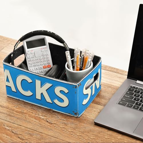 Storage Baskets Felt Foldable Storage Cube Shelf Bins Organizer Box for Kids Toys Office Bedroom Closet Babies Nursery 2-Pack (Snacks Words Blue) - color: Snacks Words Blue