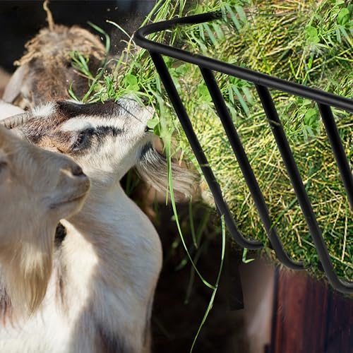 Hay Feeder Goat, 24.8 x 21.26 x 12.2 Multiple Sided Goat Hay Rack Suitable for Farms, Stables, Heavy Duty Galvanized Metal Wall Hay Rack for Sheep Horses, etc - size: 24.8 INCH