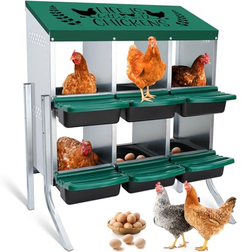 Tgeyd Nesting Boxes - 6 Holes for Laying Eggs - Chicken Brooder Box with Perch - Coops for Up to 24 Chickens - size: 6Holes