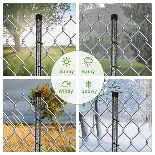 6.7FT T Posts for Fencing, 8 Pack Metal Fence Poles with Threaded Splice Design & 100 Zip Ties, No Dig Steel Fence Stakes for Garden, Farm and Animal Barrier - size: 6.7 FT
