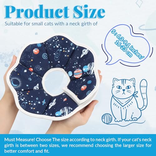 Cat Cone Collar Adjustable, Protective Recovery Collar Soft, Cat Cone Neck Prevent Licking Wound After Surgery, Pet Neck Cone for Kitten Cats (S) - size: S