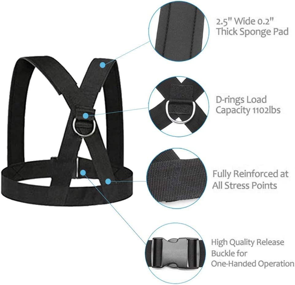 Sled Harness, Adjustable Speed Tire Pulling Belt for Working Out | Strength and Agility Training Equipment, Physical Training Rope Football Exercise Set for Outdoor Indoor Men and Women - size: 13.1FT