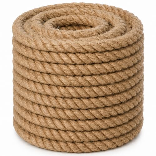 Twisted Manila Rope (1 Inch x 50 Feet) Natural Jute Rope Thick Hemp Ropes for Docks, Nautical, Railings, Hanging Swing, Decorating - size: 1 in x 50 ft