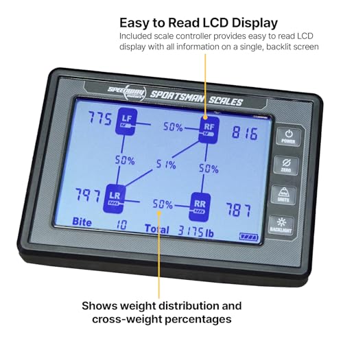 Sportsman Wireless Race Car Scales and Storage Case, 7000lb Aluminum Pads | 0.5% accuracy, chassis setup data, cross weight, bite balance, front to rear distribution, total vehicle weight readings