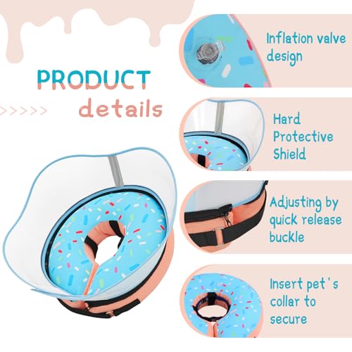 Supet Raised Inflatable Dog Cone Collar to Stop Licking, Soft Dog Cone Alternative After Surgery, Doggie Neck Donut Collar for Small Medium Large Dogs - color: Donut Light Blue, size: S(Neck 7"-9.5")