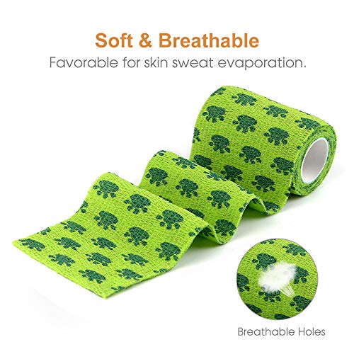 Vet Wrap Cohesive Bandages Bulk Self Adhesive Bandage Wrap Self Adherent Wrap Non-Woven for Dogs Pet Animals & Ankle Sprains & Swelling 2 Inch x 5 Yards (3 Inch Print Claw) - color: 3 Inch Print Claw
